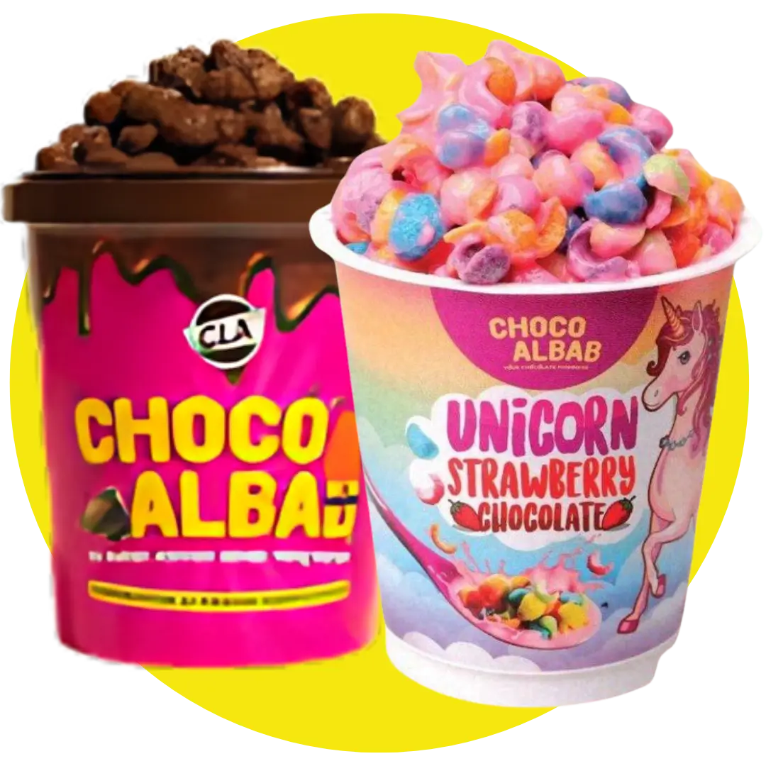 Choco Tub coklat dan Unicorn Strawberry